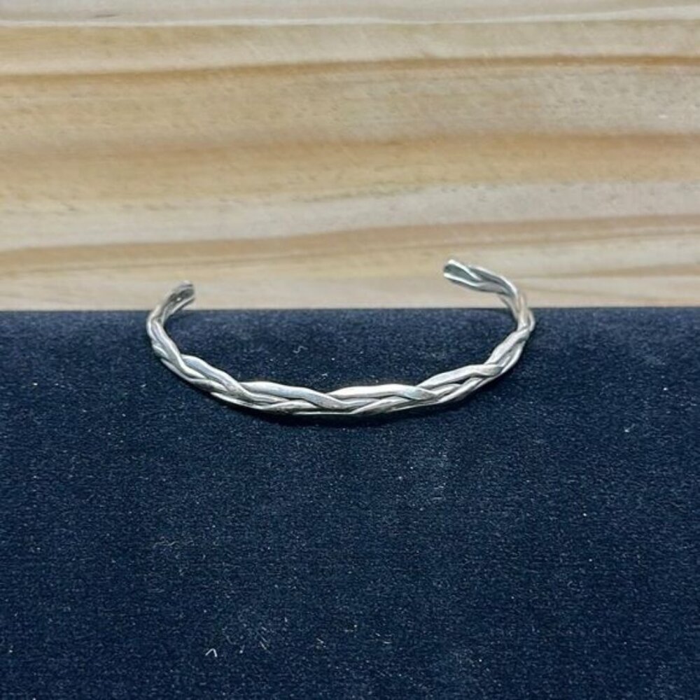 Sterling silver braided bangle 925